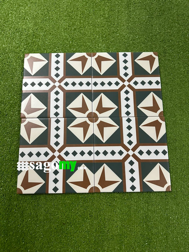 Gạch bóng cổ điển nâu xanh