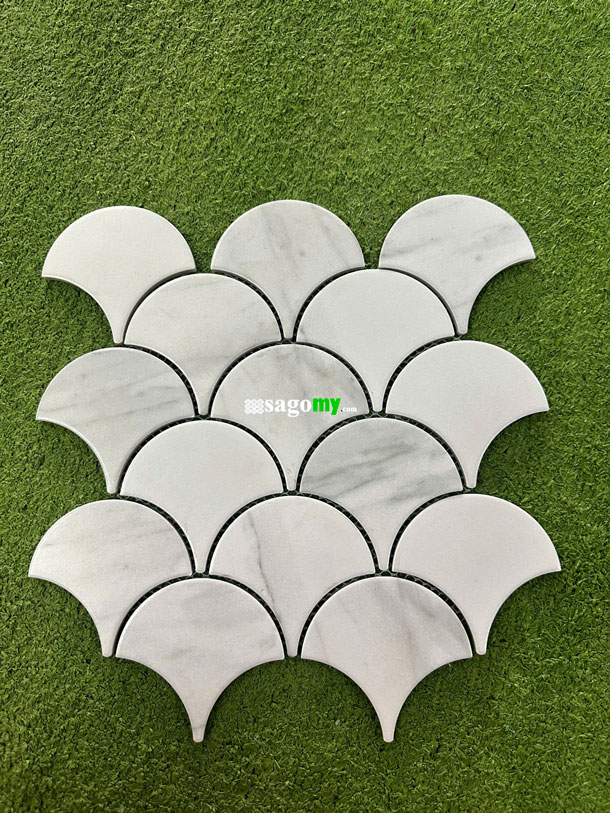 Gạch vảy cá trắng vân đá cao cấp mờ