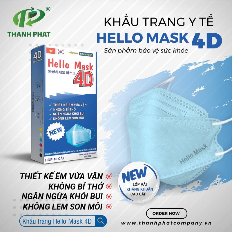 Khẩu trang cao cấp 4D Hello Mask