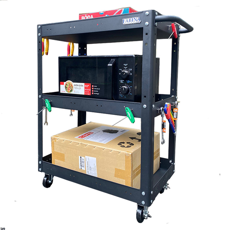 Xe đẩy 3 ngăn cao 980mm màu đen