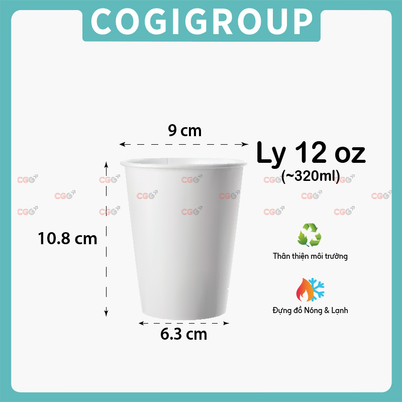 Ly giấy trắng 12oz