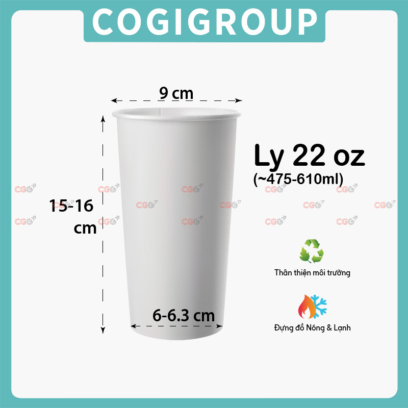 Ly giấy trắng 22oz