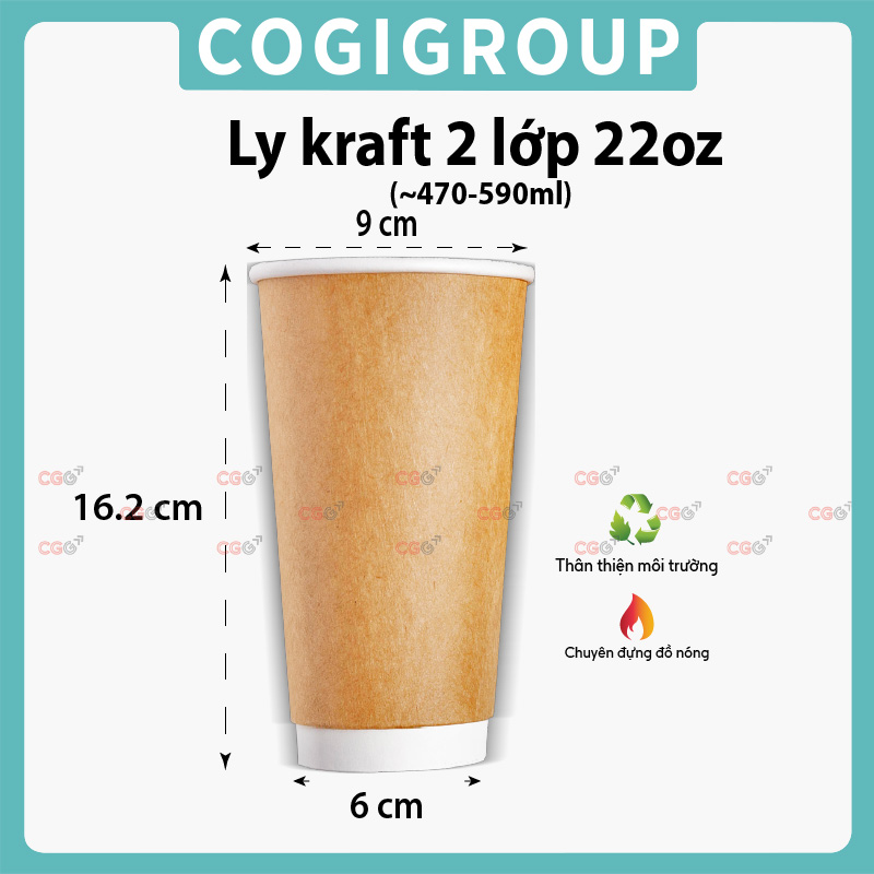 Ly Kraft 2 lớp 22oz