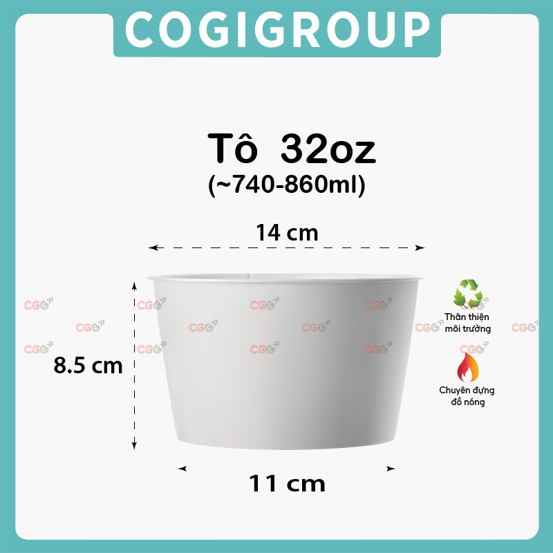 Tô giấy trắng 32oz