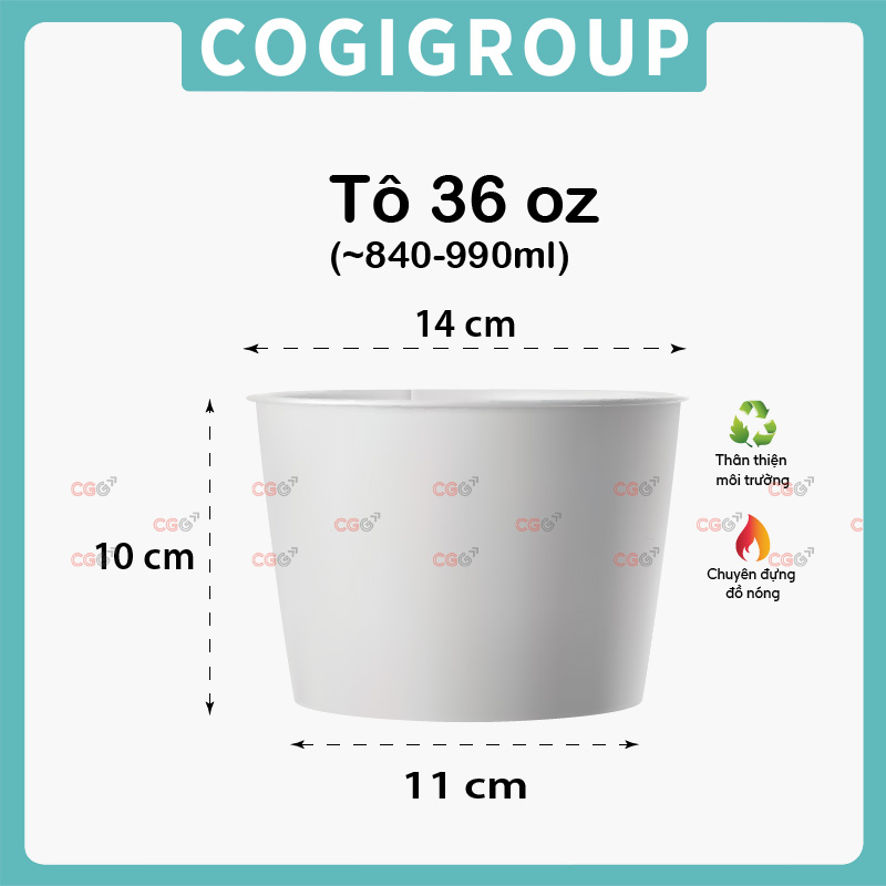 Tô giấy trắng 36oz