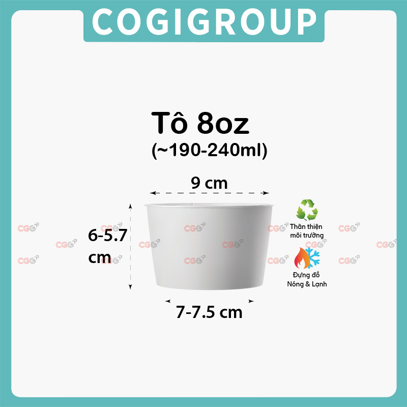 Tô giấy trắng 8oz
