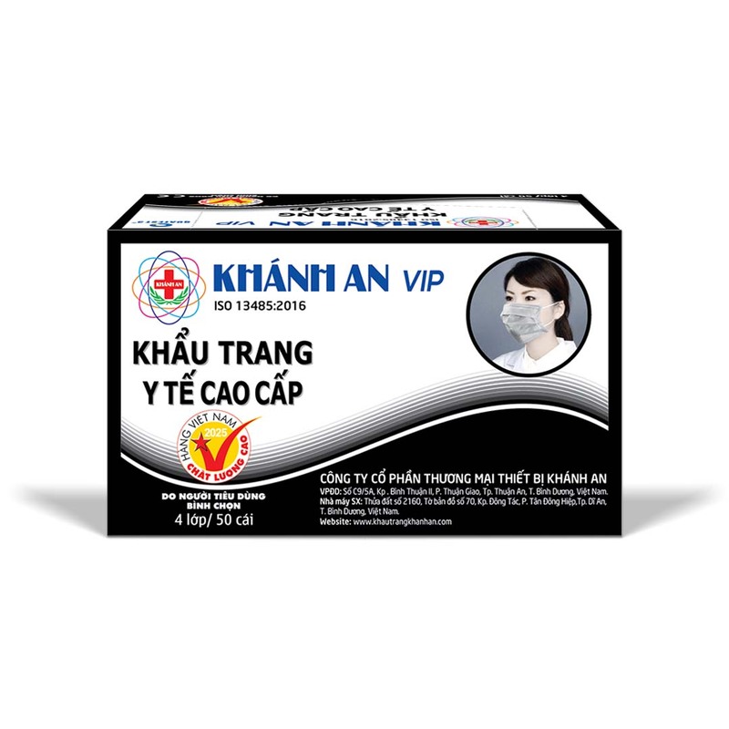 Khẩu trang y tế 4 lớp Khánh An VIP đen