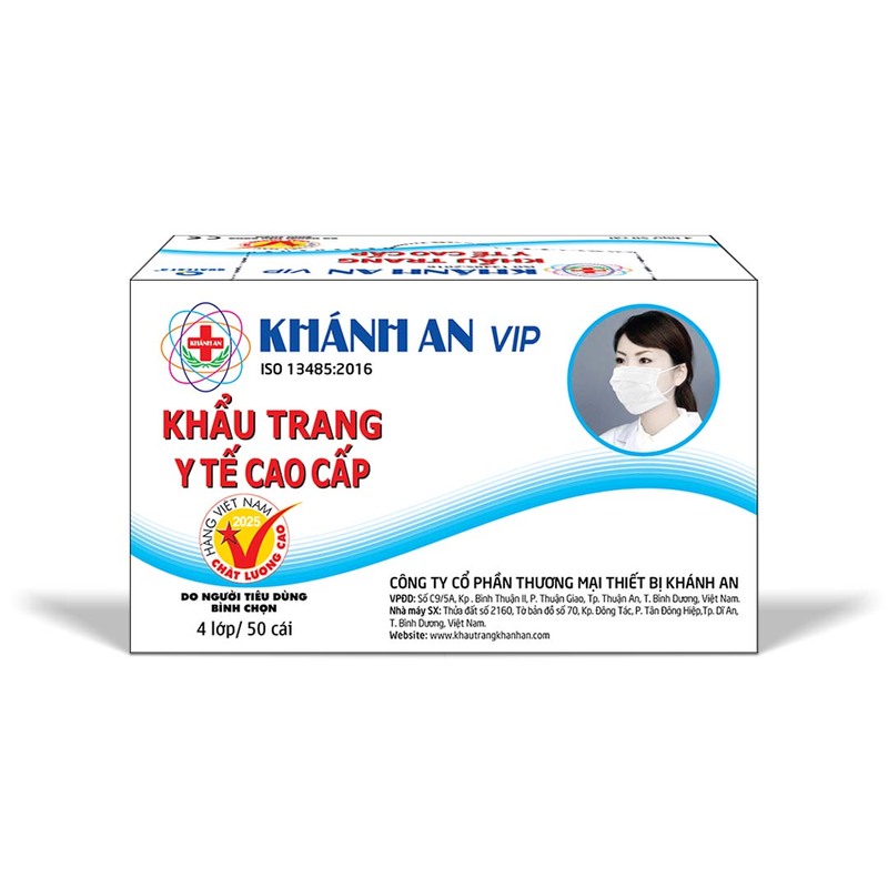 Khẩu trang y tế 4 lớp Khánh An VIP trắng