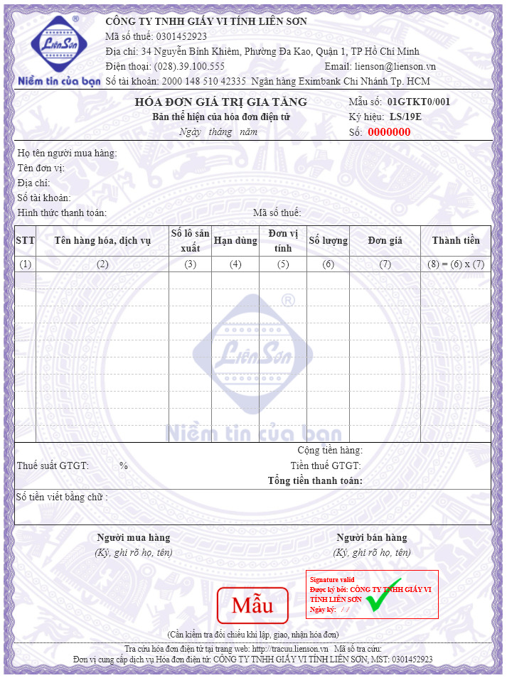 Hóa đơn GTGT ngành dược phẩm