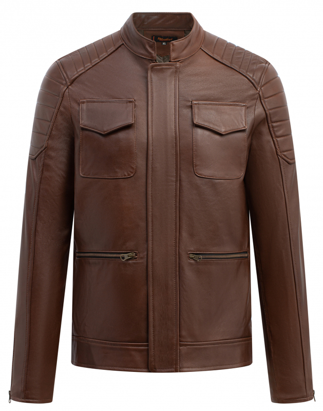 Áo da Racer Jacket trần bông vải túi hộp