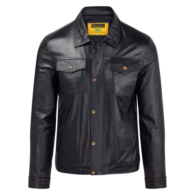 Áo da bò Trucker Jacket
