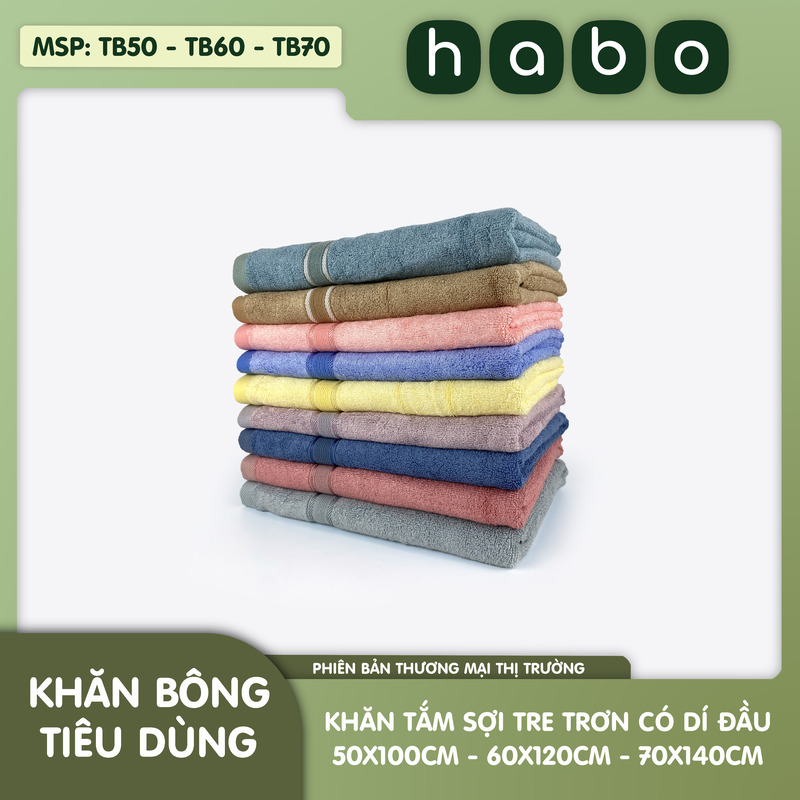 Khăn bông tiêu dùng tắm sợi tre Bamboo có dí đầu