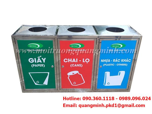 Thùng rác inox 3 ngăn QM14