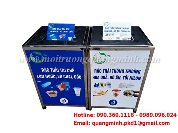 Thùng rác inox hình hộp có chân đế