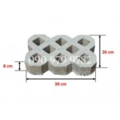 Gạch block trồng cỏ 8 lỗ xám