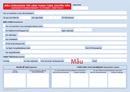 In biểu mẫu điều chỉnh lệnh chuyển tiền