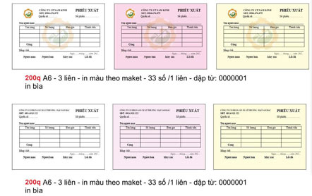 In sổ cacbon 2 liên 3 liên