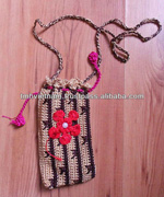 Cotton yarn handmade crochet mobile phone bag