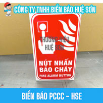 Biển báo PCCC dạ quang 3 cạnh vị trí nút nhấn báo cháy báo động