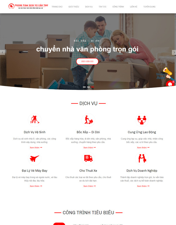Mẫu website dịch vụ vệ sinh