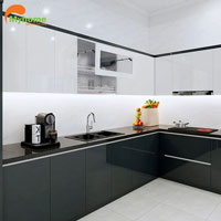 Tủ bếp Inox cạnh acrylic chữ L