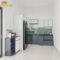 Tủ bếp Inox cạnh kính