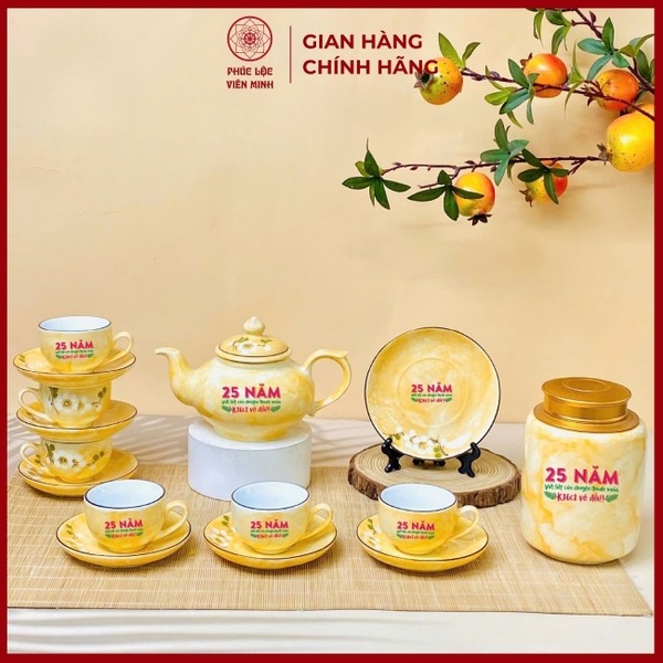 Bộ ấm chén in logo LD016