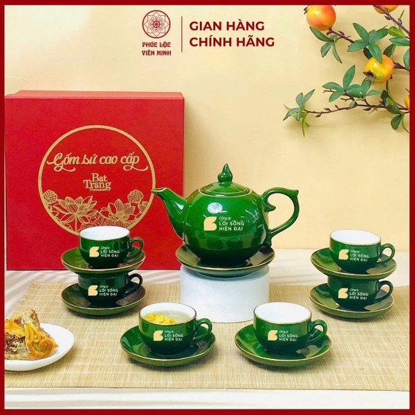 Bộ ấm chén in logo LD018