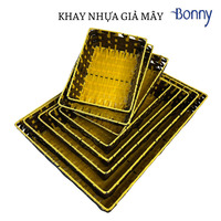 Khay nhựa chữ nhật giả mây