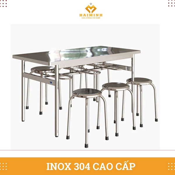 Bộ bàn ghế inox quán ăn 6 ghế