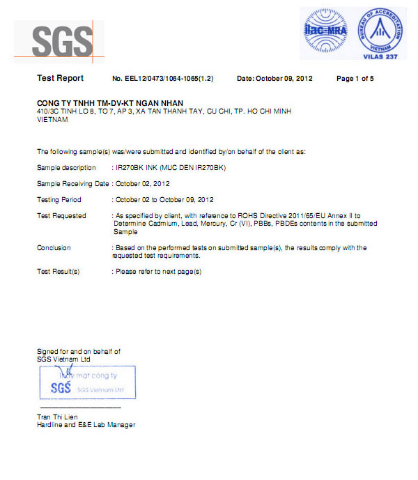 Chứng nhận SGS