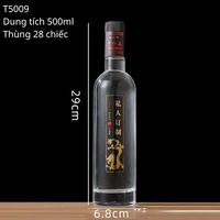 Chai thủy tinh đựng rượu tròn cao dung tích 500ml