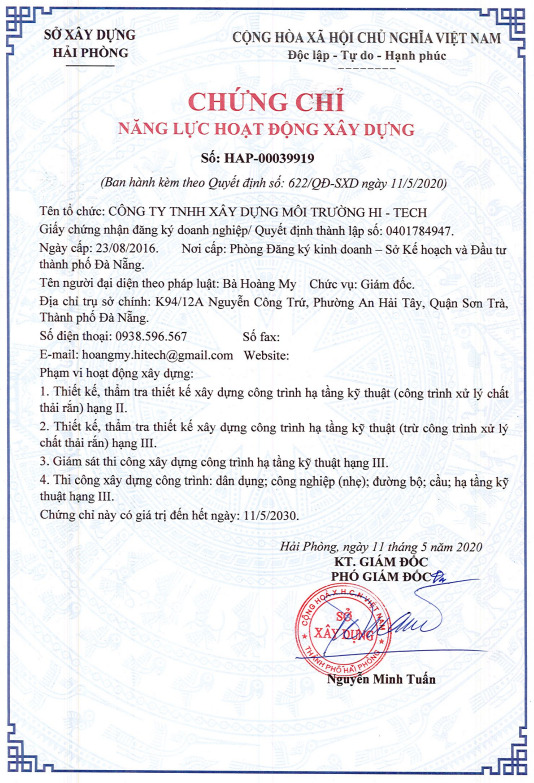 Chứng chỉ năng lực hoạt động xây dựng