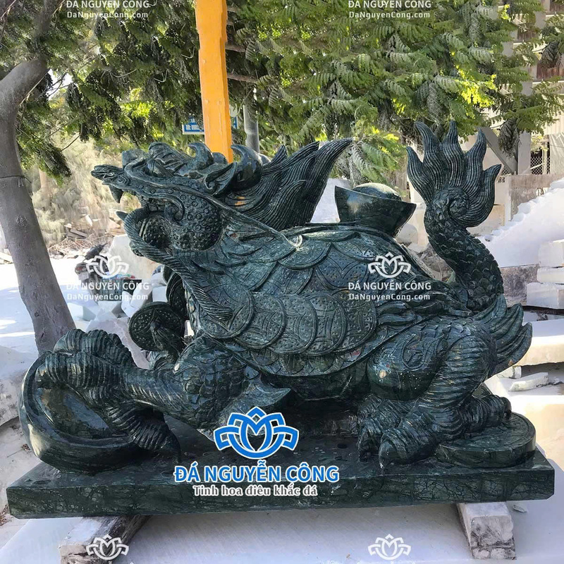 Tượng rùa đầu rồng đá xanh ấn độ