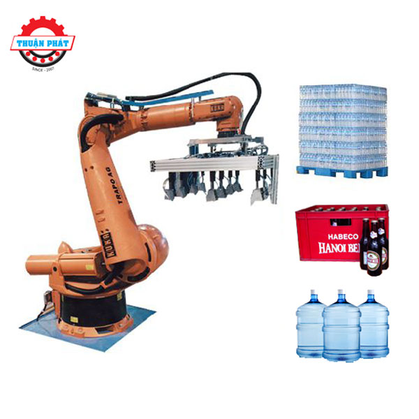 Robot bốc xếp chai nhựa chai thủy tinh thùng nước lên Pallet