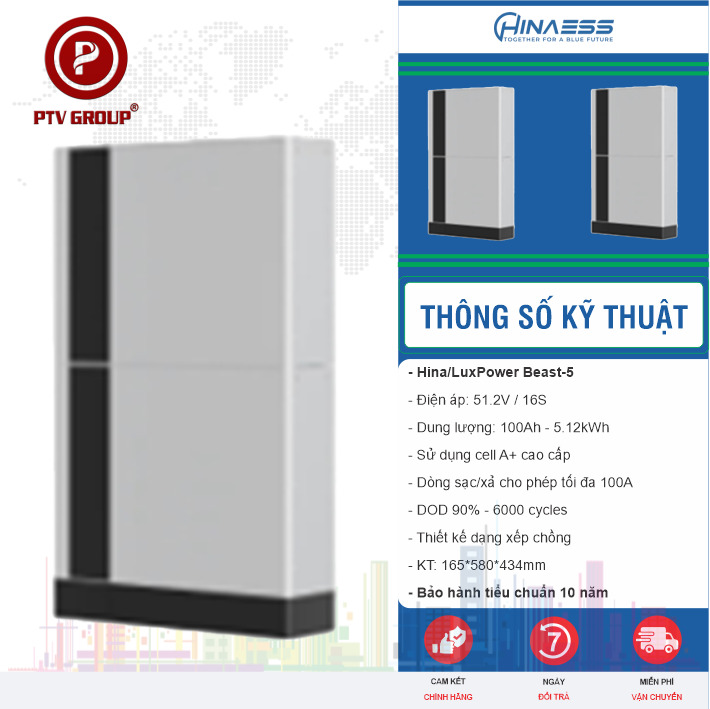 Pin Beast-5 51.2V100AH 5Kwh