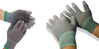 Găng tay xám phủ ngón PU