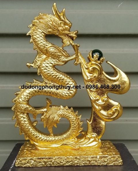 Tượng rồng nhả ngọc phun châu bằng đồng