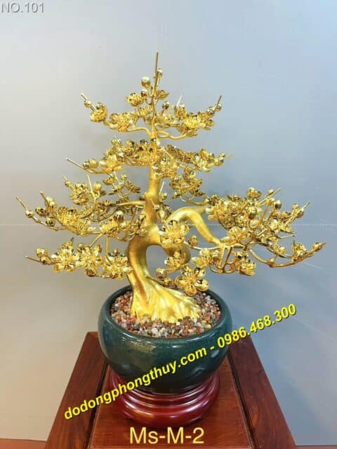 Hoa mai bằng đồng mạ vàng 24K