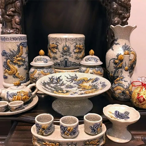 Bộ đồ thờ thần tài bằng sứ mẫu DTBT-015