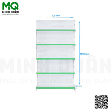 Kệ đơn lưng tôn lỗ tròn 5 tầng 700x1800 mm