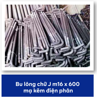 Bu lông chữ J M16x600 mạ kẽm điện phân