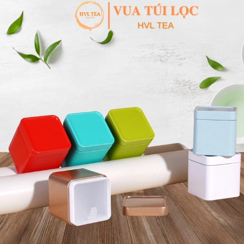 Hộp đựng trà thiếc cao cấp hình vuông 2 lớp