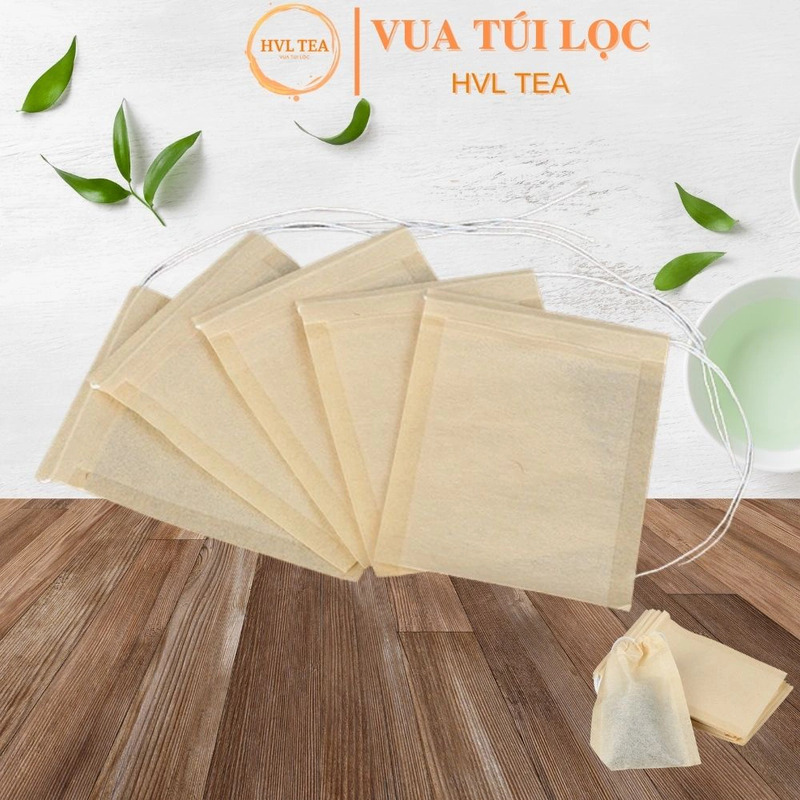 Túi lọc trà giấy màu gỗ có dây rút