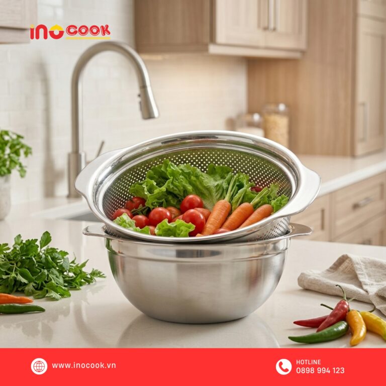 Bộ rổ chậu inox Inocook 23cm