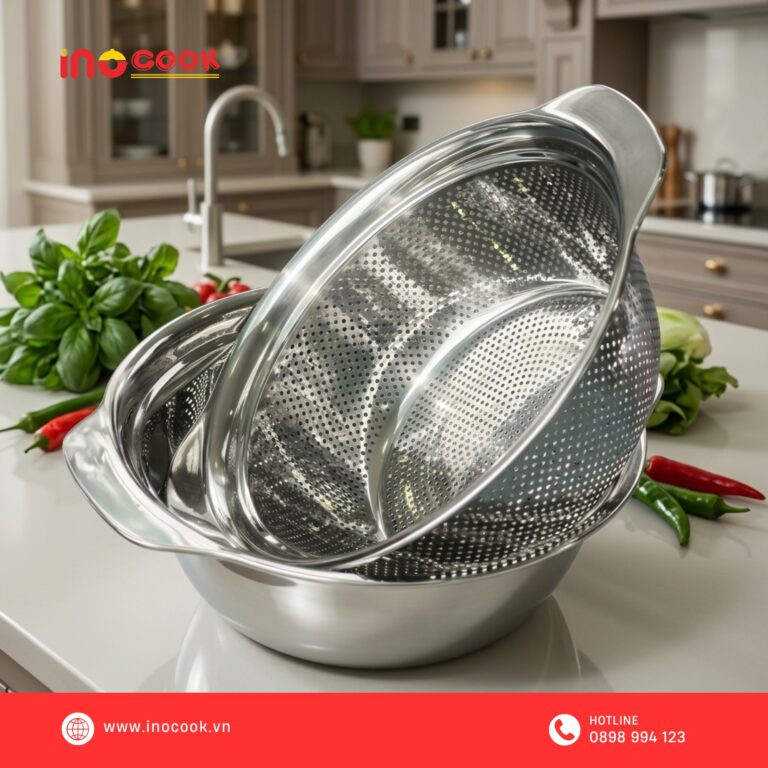 Bộ rổ chậu inox Inocook 23cm