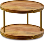Bàn xoay Lazy Susan gỗ keo 2 tầng 14 inch