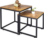 Bộ 2 bàn cà phê ghép gỗ và thép