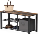 Ghế gỗ băng dài có kệ để giày màu nâu rustic