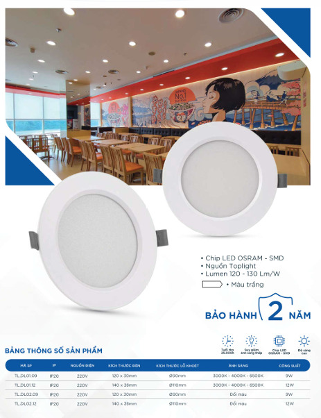 Đèn Downlight mặt trắng